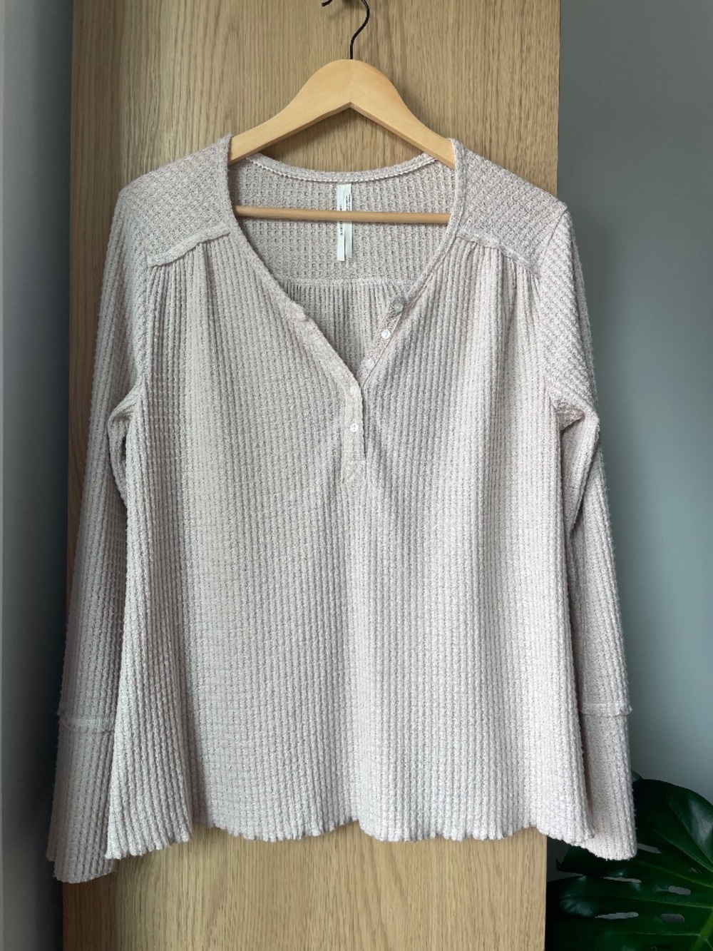 Anthropologie Waffle Longsleeve Henley Shirt - Size L